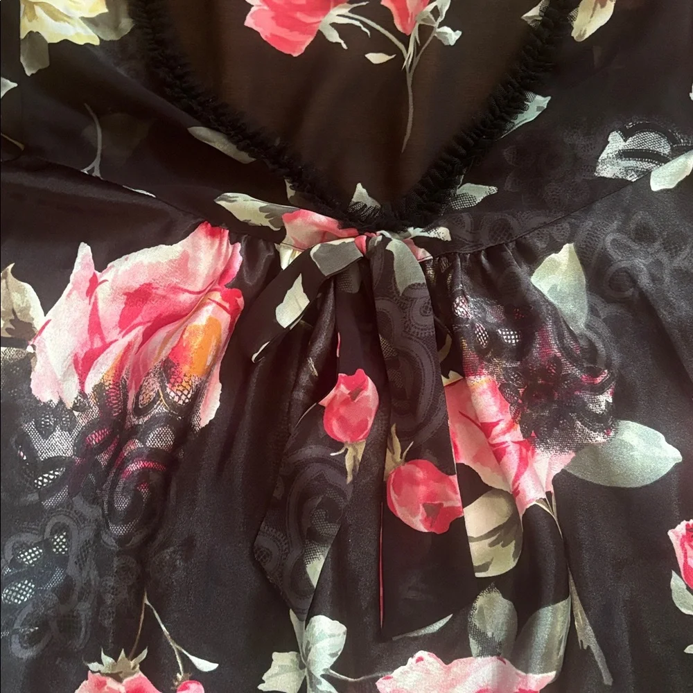 Oscar De La Renta Pink Label Floral Sheer Nightgown